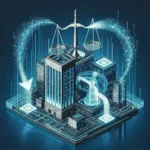 "Ilustrasi perusahaan teknologi yang mendiskusikan penggunaan bahan berhak cipta dalam pelatihan model AI dalam konteks penggunaan wajar di artikel tentang perdebatan hak cipta dalam teknologi AI."