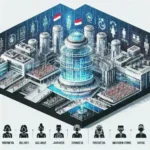 "Image showcasing the collaboration between Mitra Nvidia, Indosat, and Komdigi in building an inclusive and secure AI center in Indonesia, highlighting advanced technology and innovation."