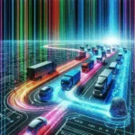 "Ilustrasi penerapan AI dalam cybersecurity untuk pengelolaan armada, menunjukkan pemantauan real-time dan analisis risiko keamanan siber."